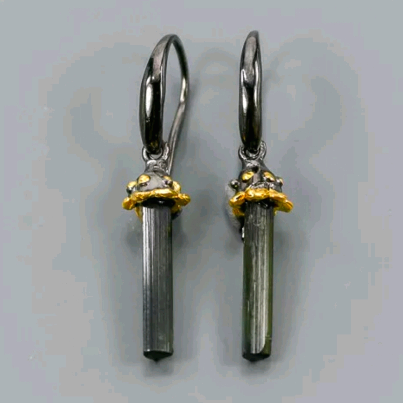 Dark Green Tourmaline & Sterling Earrings